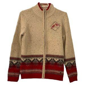 Northern Reflections Cotton Blend Cardigan Holiday Sweater Cardinals Size S